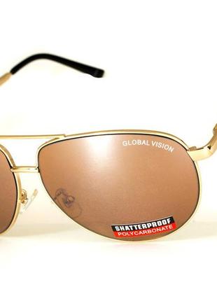 Очки защитные открытые global vision aviator-4 (drive mirror) коричневые2 фото