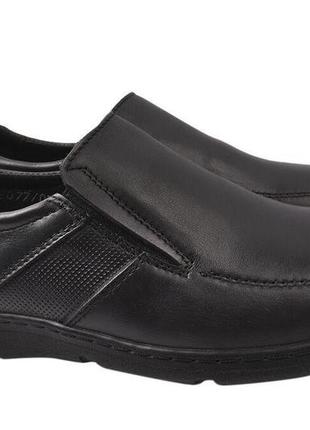 Туфлі чоловічі з натуральної шкіри, на низькому ходу, чорні, україна konors, 40