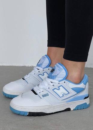 Отличные женские унисекс кроссовки new balance 550 white blue белые с голубым 36-45 р