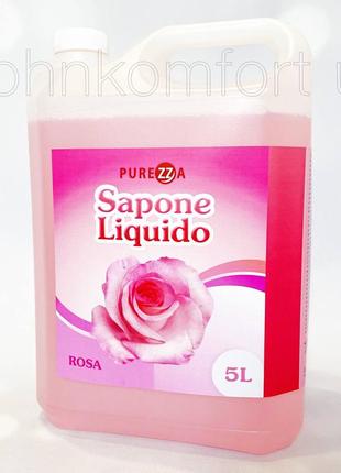 Жидкое мыло purezza sapone liquido rosa 5 л1 фото
