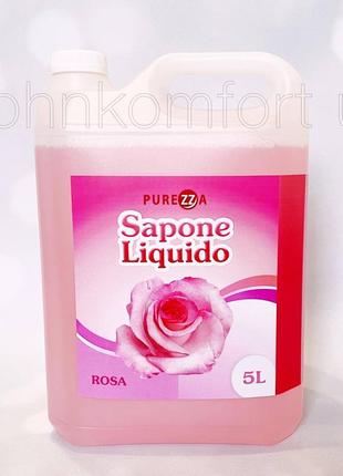 Жидкое мыло purezza sapone liquido rosa 5 л2 фото
