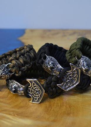 Браслет із паракорду з молотом левом плетіння та колір під замовлення + брелок у подарунок