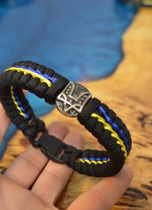 Браслет из паракорда герб украины латунь нейзильбер с оплеткой на фастексе + брелок в подарок
