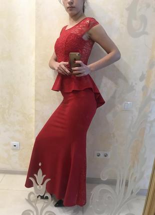 Вечернее красное платье5 фото