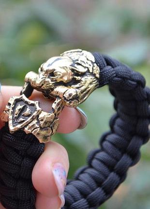 Браслет пантера з гравіюванням із паракорду та латуні під замовлення + брелок у подарунок2 фото