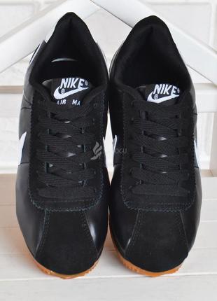 Кросівки жіночі шкіряні nike cortez чорні з білим найк кортез5 фото