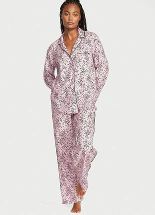 Розовая фланелевая женская пижама victoria's secret, кофта и штаны, домашний костюм сердца размер m1 фото