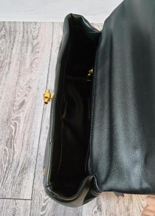 Женская стильная черная кожаная сумка в стиле valentino8 фото