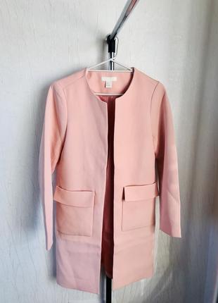 Супер цена !!! классическое розовое пальто жакет пиджак  куртка h&m с длинным рукавом10 фото