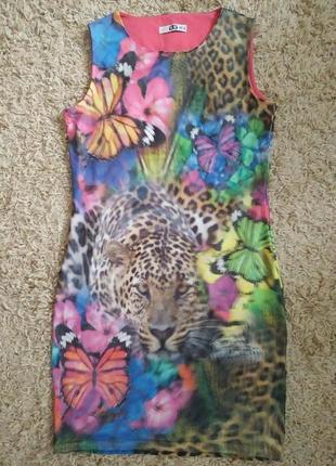 Яркое платье 46 размера с эффектом 3-d 3