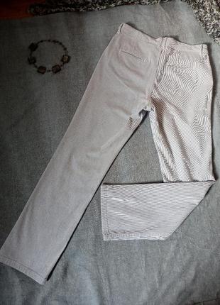 Жіночі котонові штани прямого крою з високою посадкою господарство х нев дрібну чорно-білу смужку 46-48 розміру2 фото