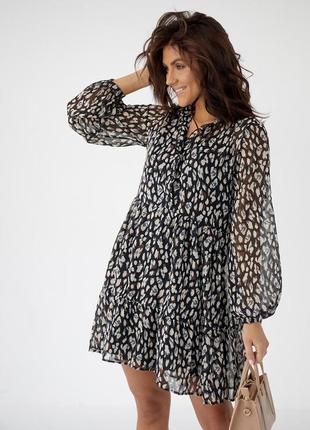 Стильное женское платье шифоновое леопард