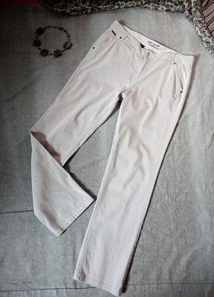 Жіночі котонові штани прямого крою з високою посадкою господарство х нев дрібну чорно-білу смужку 46-48 розміру8 фото