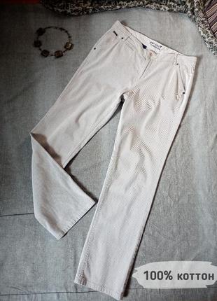Жіночі котонові штани прямого крою з високою посадкою господарство х нев дрібну чорно-білу смужку 46-48 розміру1 фото