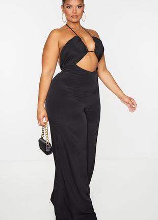 Черный регулируемый комбинезон с открытой спинкой от prettylittlething