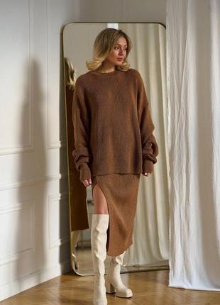 Жіночий костюм із спідницею міді 6 кольорів