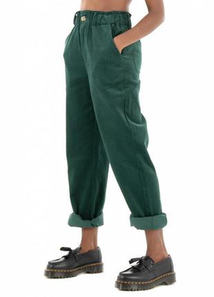 Вельветові штани темно-зеленого кольору1 фото