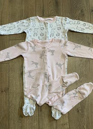 Сет - набор человечков слипов для сна принт  🐇 зайчики 🐇 mothercare (англия)