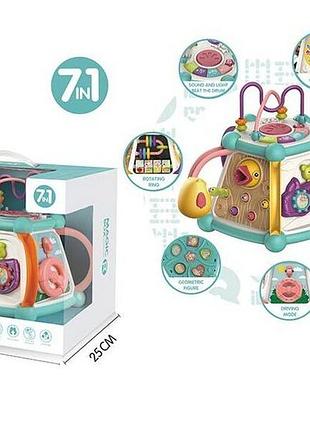 Куб логический 7в1, подсветка, мелодии, звуки животных, музыкальная игра, сортер 648 а-53