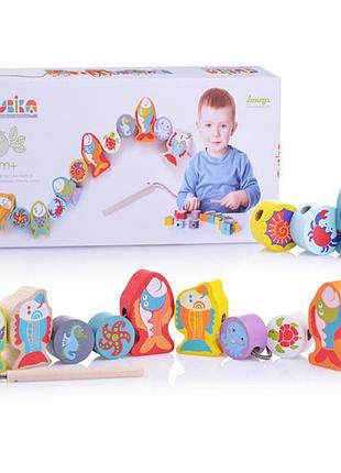 Деревянная шнуровка рыбки cubika  13647