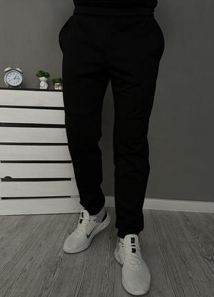 Демисезонный базовый спортивный костюм худи хаки / черный + брюки черные (двонитка)6 фото