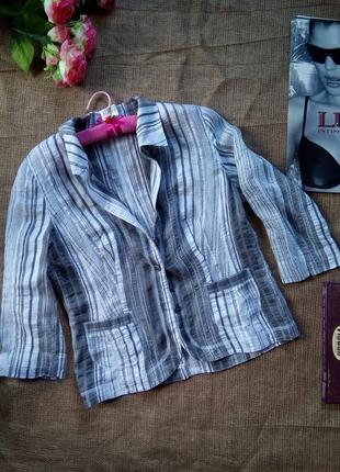 Одежда из льна, льняной пиджак, жакет с укороченным рукавом1 фото