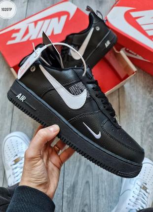 Nike air force 1 07 lv8 ultra black white, кроссовки найки форсы чёрные, кросівки найк форс чоловічі
