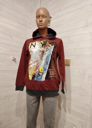 Теплая кофта худина флисе  с 2 карманами, капюшон еа подкладке