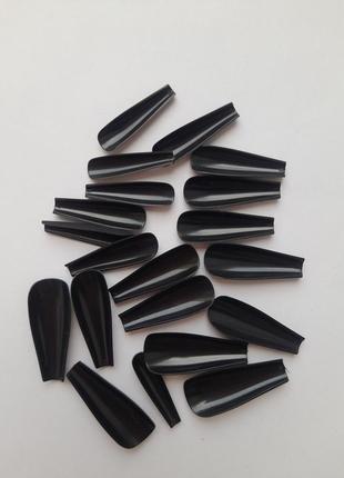 Накладні нігті матові чорні, 20 шт набір накладних нігтів3 фото