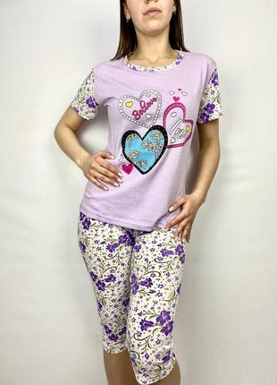 Женская хлопковая пижама сердце 1182