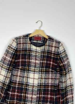 Жіноче пальто в клітину hugo boss wool silk mohair plaid coat4 фото