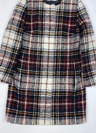 Жіноче пальто в клітину hugo boss wool silk mohair plaid coat5 фото