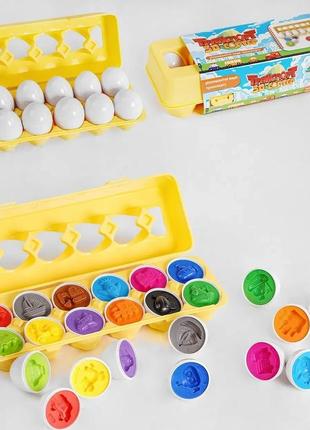 Игрушка - сортер яйца в лотке, "транспорт", развивающая игрушка, 12 яиц 3d сортер