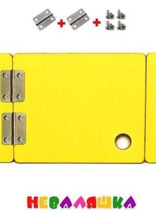 Заготовка для бизиборда желтая дверка 12 см + петли + саморезы, деревянная дверца дверь для бизикуба