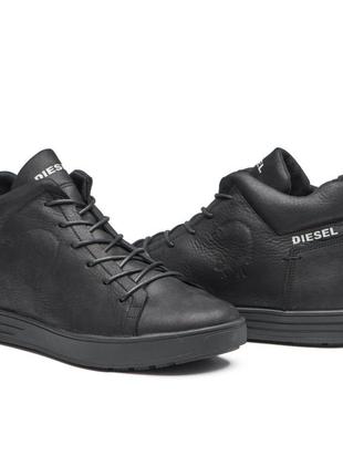 Ботинки мужские зимние натуральная кожа черные diesel3 фото