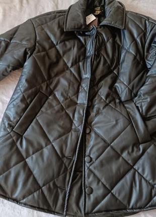 Распродажа 🛍️чорна куртка демі з еко-шкіри9 фото