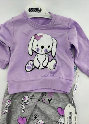 Спортивний костюм 6, 9, 12 місяців туреччина трикотажний для новонародженої дівчинки фіолет2 фото