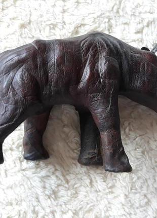 Статуэтка носорог, кожа, ручная работа1 фото