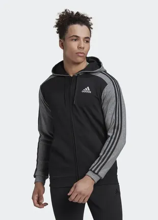 Худи adidas essentials mélange french terry full-zip hoodie