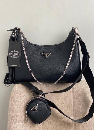 Сумка prada re-edition black leather