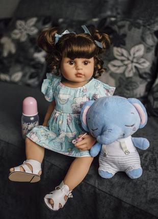Лялька реборн reborn брюнетка npk doll силіконова 55 см2 фото