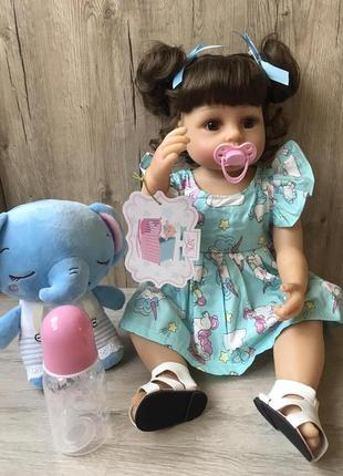 Лялька реборн reborn брюнетка npk doll силіконова 55 см5 фото