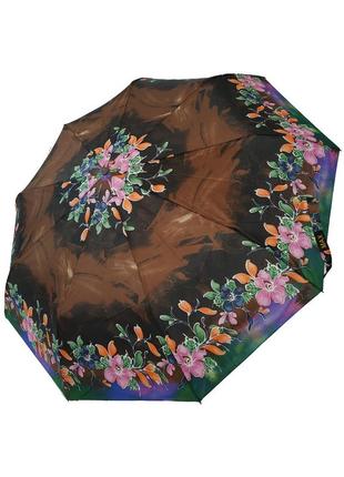 Жіноча парасолька напівавтомат max з яскравими барвистими принтами на 9 спиць, 3058-41 фото