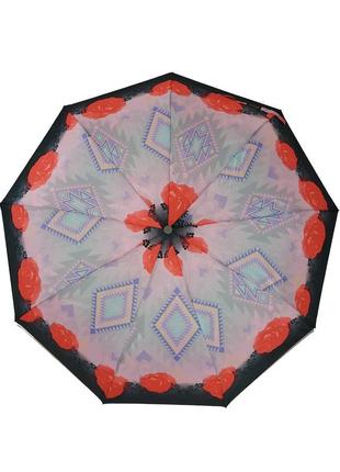 Жіноча парасолька напівавтомат max з яскравими барвистими принтами на 9 спиць, 3058-32 фото