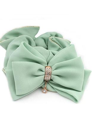 Гумка для волосся шифонова об'ємна з бантиком зі стразами 1129105