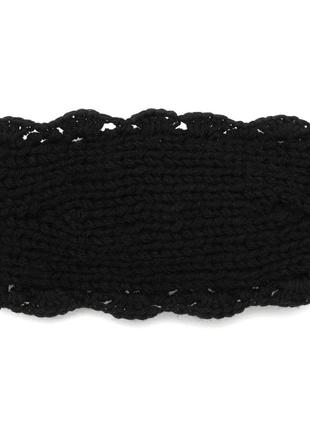 В'язана пов'язка на голову на зав'язках чорна 1592303