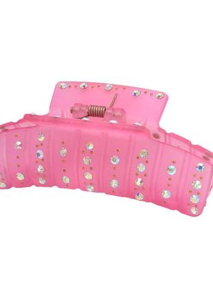 Заколка краб для волос пластиковый со стразами 9910