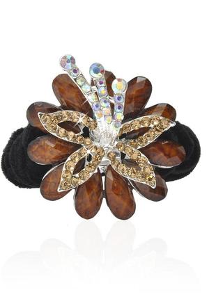 Велюровая резинка для волос с украшением 449510