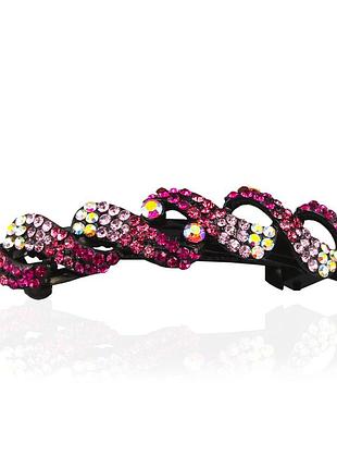 Заколка автомат для волос металлический со стразами 589502