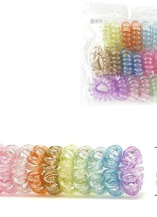 Резинка-пружинка для волос крупная глянцевая с блёсткаами invisibobble 15166